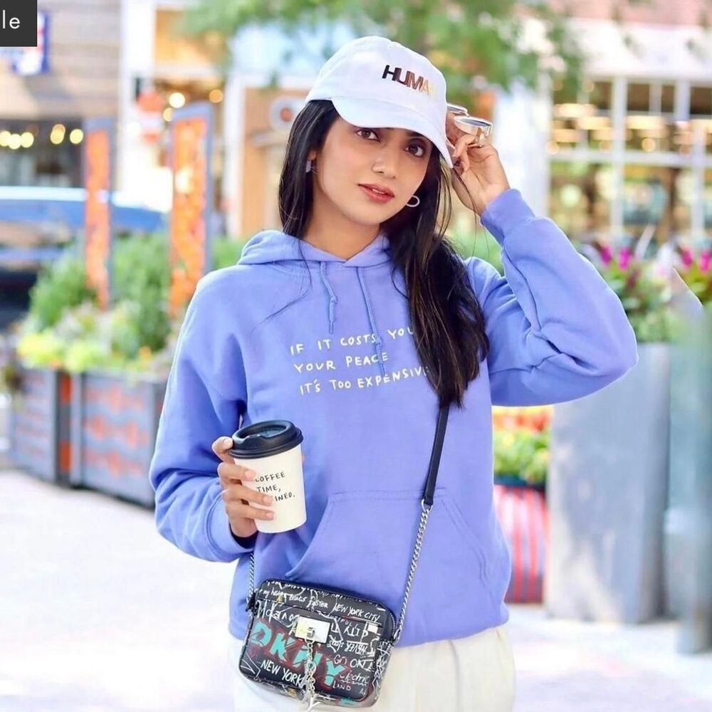 Unbranded Women's Blue and Purple Hoodie